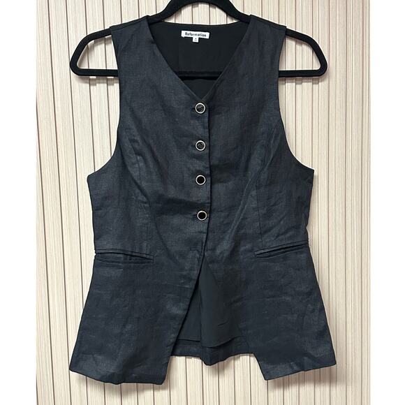 Reformation Aspen 100% Linen Sleeveless Vest Top with Back Belt Size 4 - Picture 1 of 6